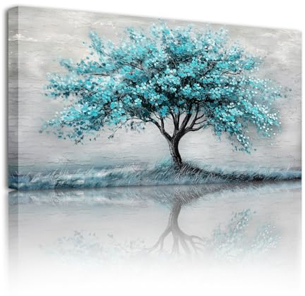 SERIMINO Natürliche Wandbilder Baum des Lebens Leinwand Bilder 73x146 cm | Lebensbaum Wanddeko, Hd Druck, Massivholzrahmen, Feine Leinwand, Diverse Größen, Einfache Montage, Geschenk