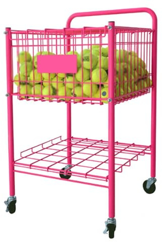 Carrello per Palline Portatile, Cesto per Palline da Tennis a Doppio Strato, capacità 200/300, Design con Ruote Universali, Robusto e Durevole per Allenamento/insegnamento(300 Capacity)