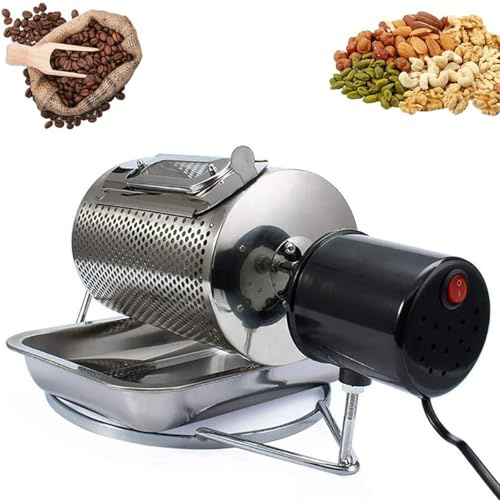 Electric Drum Coffee Roaster with Visible Window and Stainless Steel Tray, Bakes 250g at a Time for Home Use