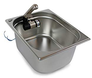 Edelstahl Spülbecken Camping Spüle Waschbecken + Ablauf 325x265x150mm Barwig Chrome Wasserhahn integriert (ad-ideen)