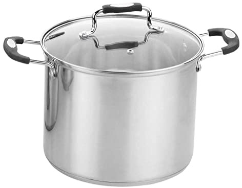 26Cm Stainless Steel Induction Stock Pot With Glass Lid Stew Soup Deep Stockpot