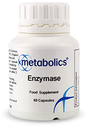 Metabolics Enzymase Digestive Enzyme Complex, 9 Plant Enzymes with Bromelain, Papain & Lactase — UK Made GMP Certified — Vegan Capsules, Digestive Comfort & Gut Health — 60 Count