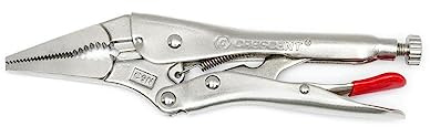 Crescent Long-Nose Locking Pliers with Wire Cutter - Premium Cutting Pliers with Angled Tooth Pattern & Compound Action - Nickel-Plated for Corrosion Resistance - C9NVN-08-9, Red