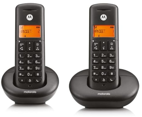 Motorola Voice – E202 2 Digitale Schnurlostelefone, Anrufüberwachung, Fernzugriff, „Bitte Nicht stören“-Taste, Freisprecheinrichtung, Schwarz