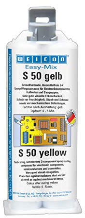 WEICON Easy-Mix S 50, transparent/hellgelb, 50 ml | 2K Epoxidkleber, Epoxidharzkleber, selbstnivellierend, Temperaturbeständigkeit bis +180 °C, schnelle Reparatur, extrem stark