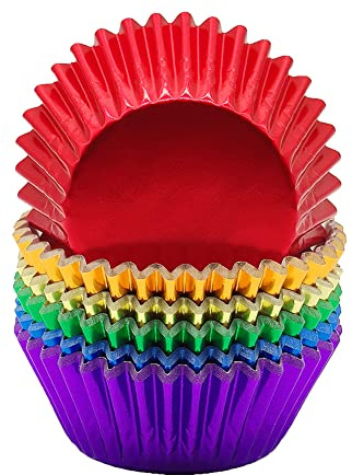 Mombake Einweg-Backförmchen aus Standard-Folien Papier, Muffin-Cupcake-Förmchen für Partys und mehr (Regenbogen, 120 Stück)