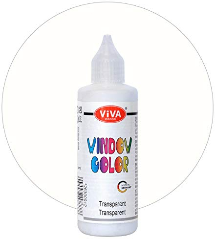 Viva Decor® Window Color (Trasparente, 90 ml) Pittura per finestra per immagini e adesivi per decorazioni, specchi, piastrelle, vasi e finestre – Made in Germany