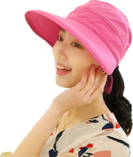 Sonnenhut Damen Sonnenschutz Strandhut mit Reißverschluss Sommerhut Breite Krempe Sonnenmütze Abnehmbar Kappe Frauen Faltbar Atmungsaktiv Mütze Visor Cap Outdoor Hut für Golf Reisen Wandern