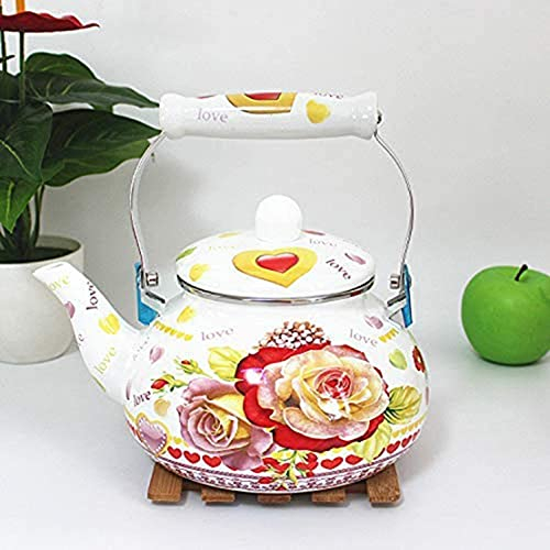 ZHANGZONG Bouilloire INOX Théière en Fonte Bouilloire sifflante Bouilloire émaillée exquise/cafetière Grande capacité Design Unique/théière Bouilloire.pour Le Bureau à Domicile Restaurant.2L8