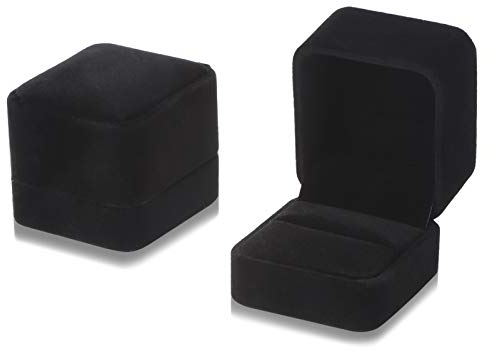 Yorgewd 2 Pack Ringschachtel, 55 x 50 x 45mm Samtringe Ohrringe Etui Anhänger Boxen für Hochzeit Verlobung Valentinstag(Schwarz)