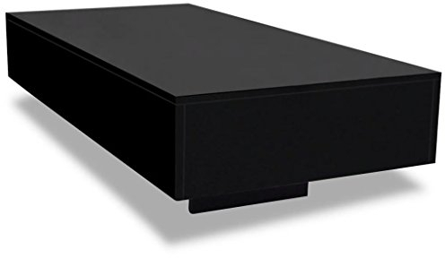 Tidyard Couchtisch Wohnzimmertisch Tisch Sofatisch Hochglanz Schwarz Rechteckige 115 x 55 x 31 cm (L x B x H)