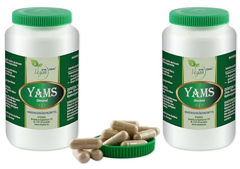 VITA IDEAL Vegan® YAMS - Wurzel - 2x 360 KAPSELN - Dioscorea - Tagesportion 840mg Yamswurzel reines Pulver. Natürlich, pflanzlich und ohne Zusatzstoffe
