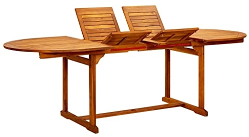 vidaXL Akazienholz Massiv Garten Esstisch Erweiterbar Gartentisch Terrassentisch Balkontisch Tisch Holztisch Gartenmöbel (160-240) x100x75cm