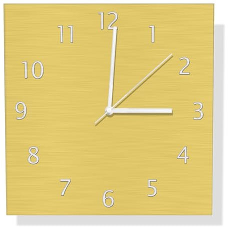 Wallario Design Wanduhr Pastellgelb aus Aluverbund, Alu-Uhr Größe 30 x 30 cm, weiße Zeiger mit Metalloptik