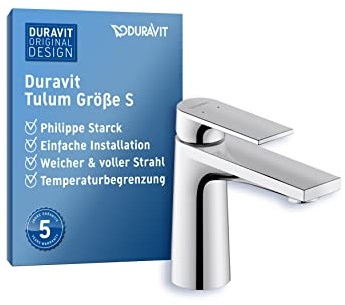 Duravit Tulum S Basin Mixer, Without pop-up Waste, Projection 110mm, TU1010002; Color: Chrome