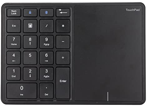Tastierino Numerico Wireless Tastierino Numerico Wireless 2.4G con Touchpad 22 Tasti Tastierino Numerico Bluetooth Tastierino Numerico Tastiera con Tastierino Numerico Esterno Ad Angolo di 7,5(Nero)