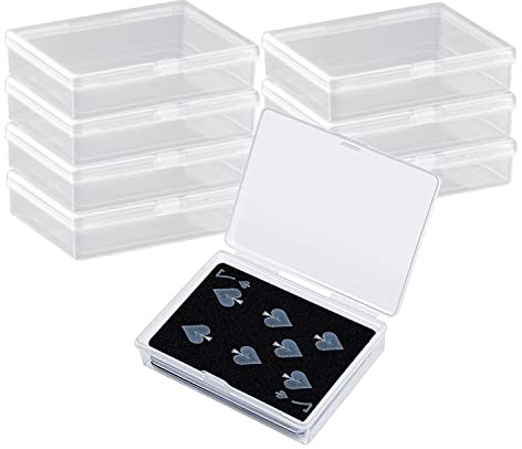 DARENYI Spielkarten Box, Karten Aufbewahrungsbox mit Deckel Klein 8 Stück | 9.6 x 6.8 x 2.1cm Transparenter Aufbewahrung Organisator, Kunststoff Kartenbox für Schmuck, Perlen und Bastelartikel