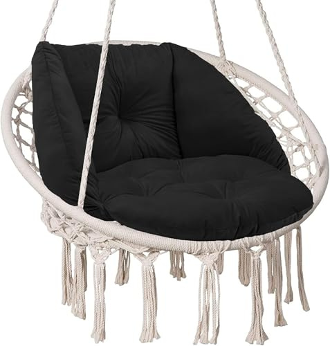 SuperKissen24. Cuscino per Sedie sospese, Sedia a Dondolo Sospesa - Guanciale per Poltrona Sospesa - Cuscino Morbido - Cuscino Rotondo - Cuscini per Dondolo Appeso - Noir
