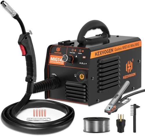 H HZXVOGEN Fülldraht Schweißgerät ohne Gas, 145A Mini Schweissgerät mit Fülldraht, IGBT Inverter MIG Schweißgerät