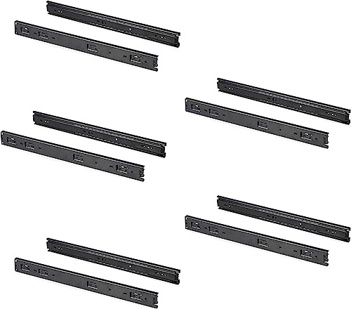 AERREGI Guide per cassetti con cuscinetti a sfera 45mm x 250mm, Set di 5 coppie di binari ad estrazione totale (40 cm)