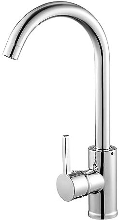 Holdfiturn Kitchen Sink Tap - Brushed Nickel Single Lever 360º Swivel Spout Monobloc Mixer for Kitchen Faucet