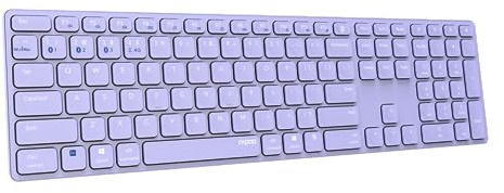 Rapoo | E9800M Multimodale kabellose Tastatur, ultradünne Tastatur, Hotkeys, Akku, kompatibel mit Windows und Mac Violett | Mit numerischer Tastatur, Bluetooth-Tastatur, 2,4 GHz, wiederaufladbar, ultradünn, Aluminium, für Windows, Mac