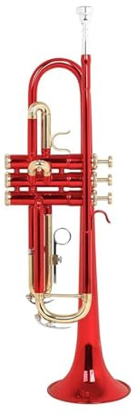 RAWARS Trompeten für Anfänger Messing-Musikinstrument, B-Trompete, Goldene Tasten, Messingkorpus, Trompete Mit Zubehör (Color : Crimson)