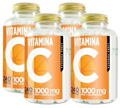 Vitamina C 1000mg ad Alto Dosaggio, 960 Compresse Vegan per 8 mesi, Vitamina C Pura Compresse, Integratore Difese Immunitarie, Vitamin C Concentrata Acido Ascorbico
