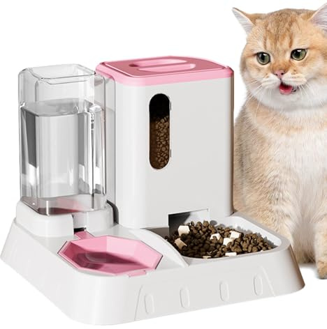 Futter- Und Wasserspender Für Katzen, Automatischer Futterautomaten Für Katzen & Kleine Hunde, 2 In 1 Wasserspender Futterautomat Katzen & Hund, Rutschfestes Futterspender Für Katzen Welpen Haustiere