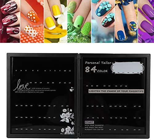 84 Colors Nail Tip Color Display Book, Nail Colors Chart, Chart Salon Nail Gel Polish Color Card Board Magnetic Closure Rounded Lightweight and Portable for Nail Salon Supplies