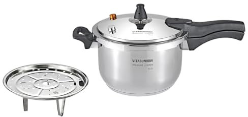 VITASUNHOW Stainless Steel Pressure Cooker 7L Fast Cooking Induction Compatible Even Heat Safe for Home Kitchen Camping Soup Meat Meal Prep (7 Litre)