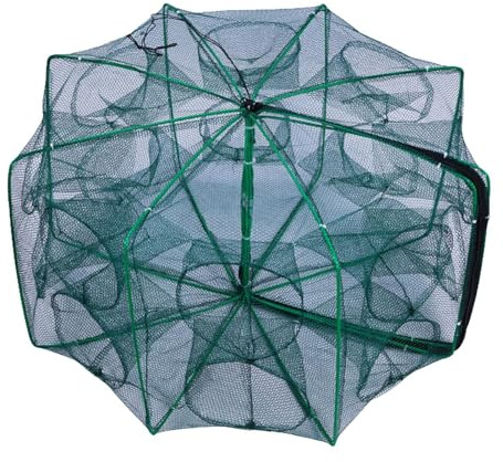 Filet pliable pliable, filet pliable portable, filet à poissons avec piège à crabes - Cage robuste pour filet de pêche, cage pliante polyvalente en maille, piège à poissons à 8 trous