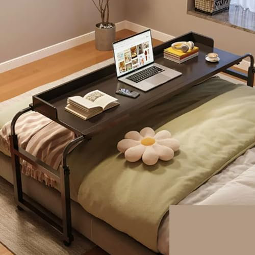 Beistelltisch fürs Bett, Bettständertisch, Tablett auf Rollen, Betttablett, kleiner Computertisch, Rolltisch, verstellbarer Tisch mit Rollen, Bett-Laptoptisch, Tabletttische, verstellbarer Tisch