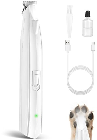 lexflext Rasoio elettrico senza fili per la toelettatura, rasoio elettrico senza fili con luce LED, rasoio ricaricabile a basso rumore per piccoli animali domestici per tagliare i peli di gatto