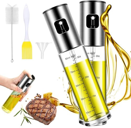 Souvik Spruzzatore per olio da cucina, Spruzzatore per olio in vetro da 100 ml, Spruzzatore per olio, Spruzzatore per olio per friggitrice, Spruzzatore per olio d'oliva da cucina (2 pezzi)