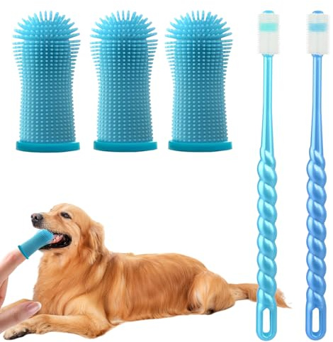 FAINCA 5 Pezzi Spazzolino per Cani, 360º Pulizia Denti Cane, Silicone Pets Spazzolinos Denti Cane, Spazzolinos Cani Piccola Taglia, Spazzolino da Dito, per la Cura Dentale Gatti