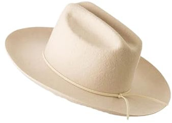 WDCDYQDH Damen Cowboyhut aus Wolle, Filzhut, Hochzeitskleidhut (Beige, Einheitsgröße)