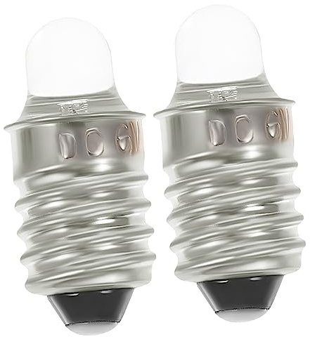 Yardenfun 2pcs 6v Miniature Led Flashlight Bulbs Round Screw Base Replacement Bulbs for Torch and Portable Lighting