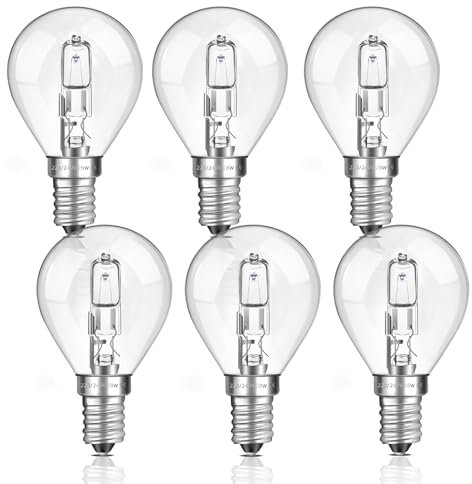 E14 G45 Halogenlampe 28W Dimmbar, Warmweiß 2700K, 370LM, AC 230V, E14 Classic Klar Glas Halogen Leuchtmitte, G45 Globe Schraubbirne für Deckenlampe, Wandlampe, Tischlampe, 6 Stück
