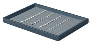 Papten Stapelbar Schmucktablett Schmuck Display, Mikrofaser Schmucktablett Schmuckaufbewahrung Schublade Schmuckeinsatz Organizer Blau Vatertag Jahrestag Valentinstag (30×23×2cm)