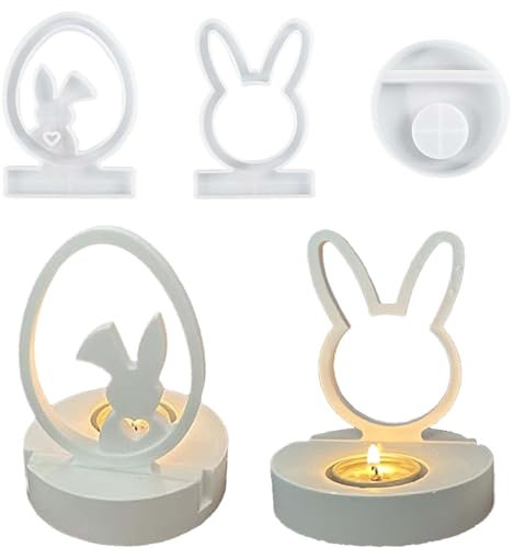 TREABEAR 3PCS Silikonformen für Osterhase und Eier, Hasen Dekoration Frühling DIY