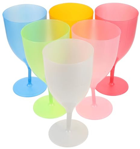 ABOOFAN 6pièces Goblets Colorés Plastique Unbreakable Pour Fête Verres à Vin Multicolores Pour Célébrations De Pâques Et Anniversaires Pour Boissons Et Eau