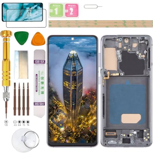 Gadget Troops Pantalla LCD (sin huellas dactilares) para Samsung Galaxy S21 5G SM-G991B/DS, G991B, G991U, G991U1, G991W, G991N, G9910, G991Q, SCG09 (gris)