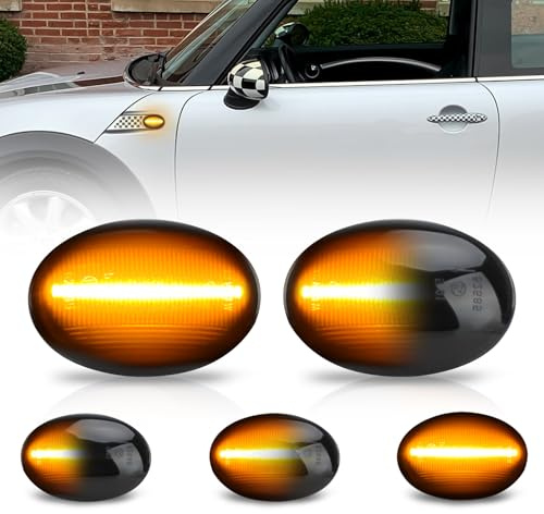 APAKA LED Dynamic Side Indicator for Mini Coop-er R55 Clubman R56 Hatch R57 Convertible R58 Coupe R59 Roadster, Side Repeater Marker, Turn Signal Light, Sequential Blinker with Canbus, Error Free