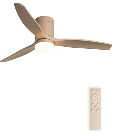 CREATE / WINDCALM M/Ventilatore da soffitto con luce sabbia con telecomando / 40W, Silenzioso, ABS, Ø132 cm, 6 velocità, 3 temperature di luce, timer, funzione estate-inverno