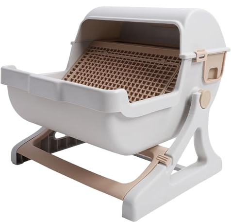 Cat Daily Goods Box, Große Antispritzer Kitty Müllbox Halb Automatisch Cat Toilette Katze Fäkes Becken Pet Poop Müllkoffer Katze Katzentoilette für Innenkatzen Kitty Semi Geschlossene Katze