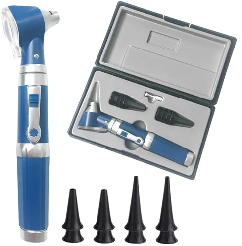 Otoskop Mit Licht, Lichttherapie Ohr Stethoskop, Ohr Infektions Detektor Und Tasche Ohr Scope Mit Hartplastik Fall, Diagnose-Otoskop, Geeignet Für Kinder, Erwachsene, ärzte, Haustiere (Blau)