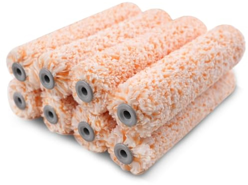 ROLLINGDOG 6 Microfiber Paint Roller Sleeves for Smooth Surfaces, 8 Pack | 3/8 nap, smooth to semi-smooth surfaces, ceilings and furniture, Washable, Fits water- and oil-based paints