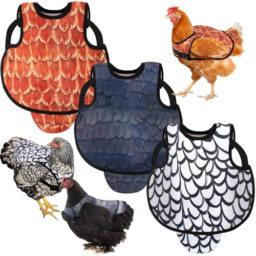 Hühnersattel 3 PCS Verstellbare Riemen Huhn Weste, Wasserdichte Atmungsaktive Sattel Hühner, Hühnerrücken Und Seitenschutz Wiederverwendbare Geflügelfederschutz Zubehör für Kleine, mittelgroße Hühner