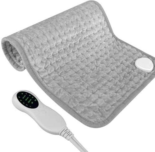 Jsdoin Heating pad, Electric Heat Pad with Automatic Switch-Off and 10 Temperature Levels Heating pad for Back Neck Shoulder Belly Heating Technology - Machine Washable-Gray(30x60cm
